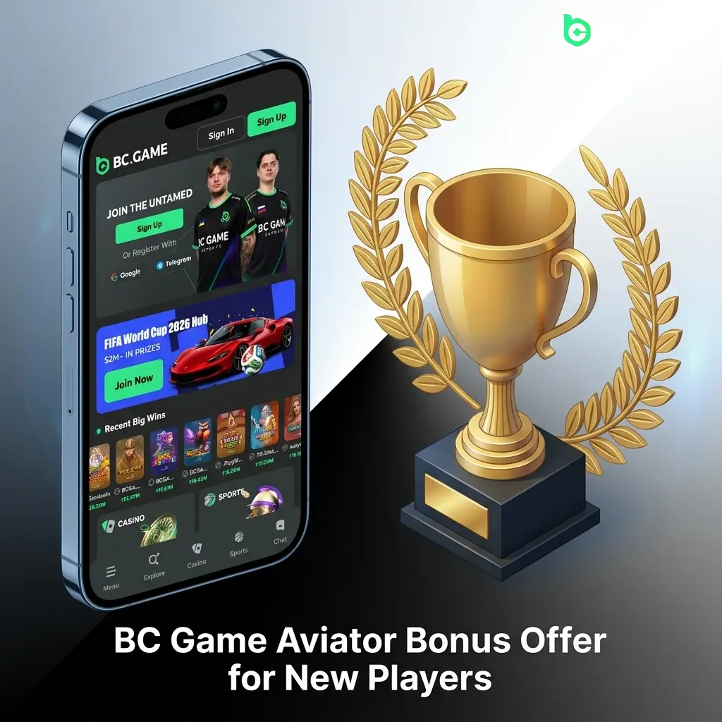 BC Game Aviator bonus offer showing rakeback tiers up to 500% for new Indian players across four deposits