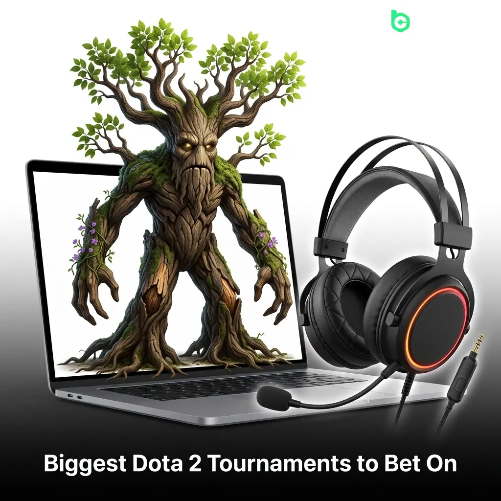Dota 2 tournament betting guide showing major events like The International, ESL One, and BLAST Major on BC Game