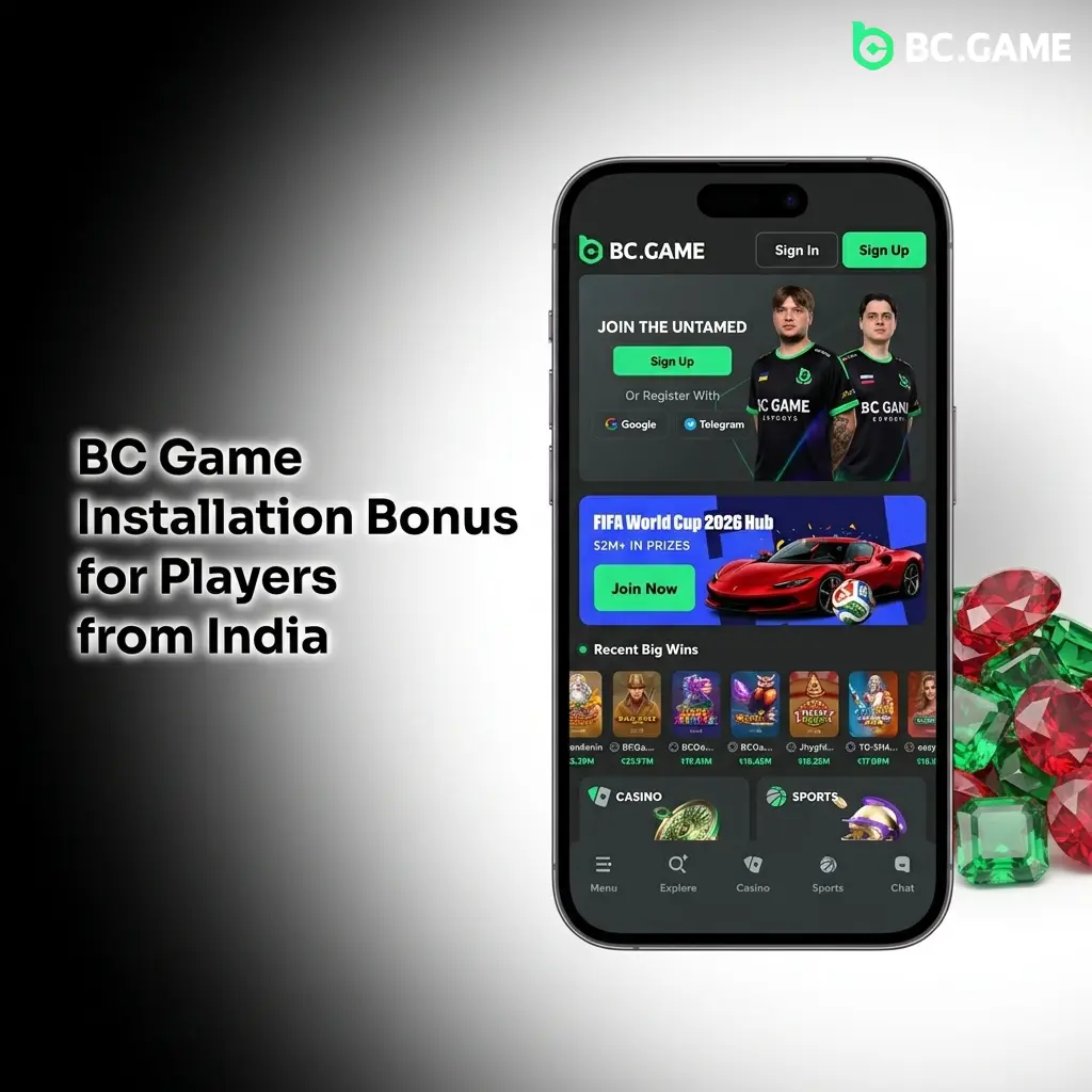 BC Game app installation welcome bonus tiers for Indian players showing rakeback percentages from 220% to 500%