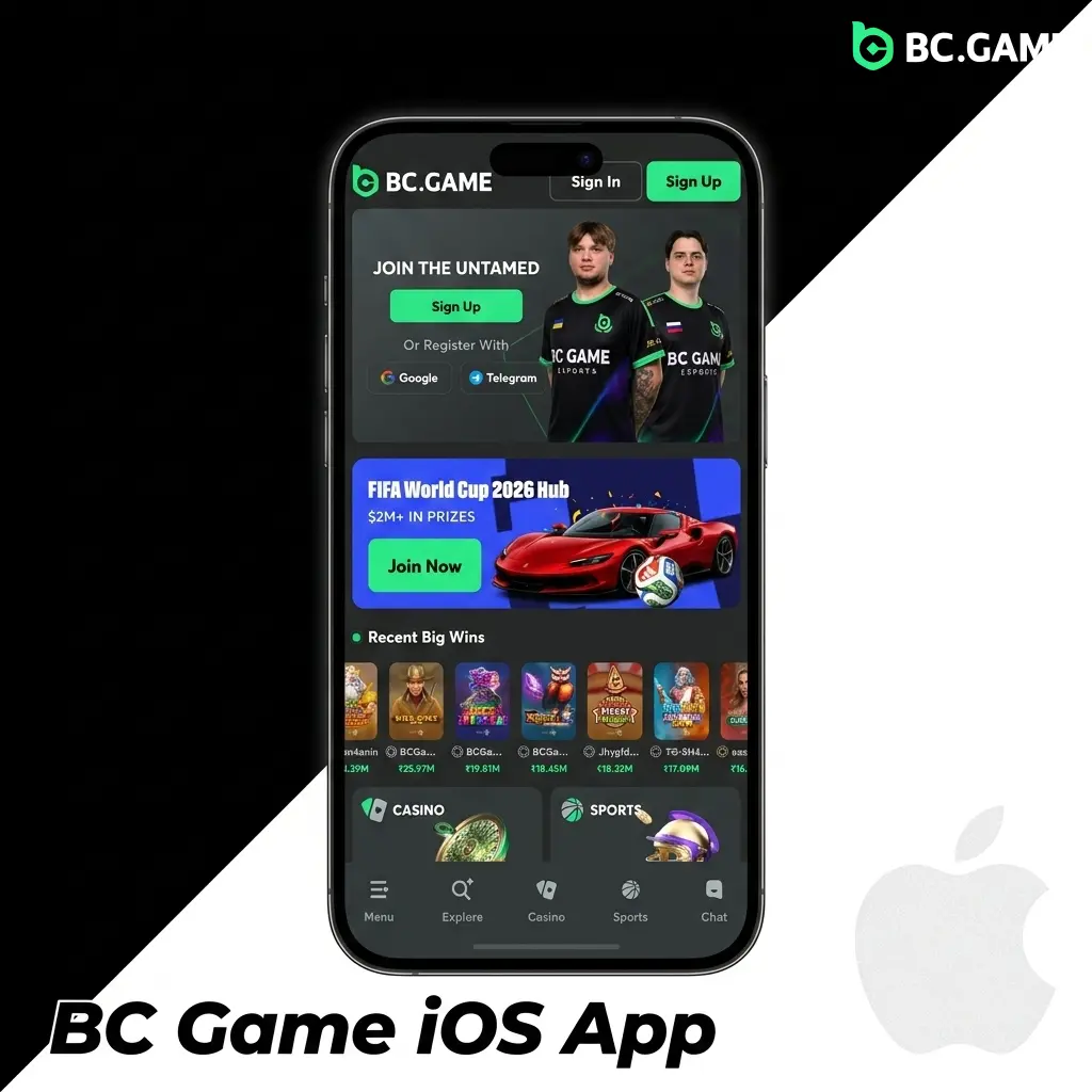 BC Game iOS app installation guide showing Safari share menu steps to add casino platform to iPhone home screen