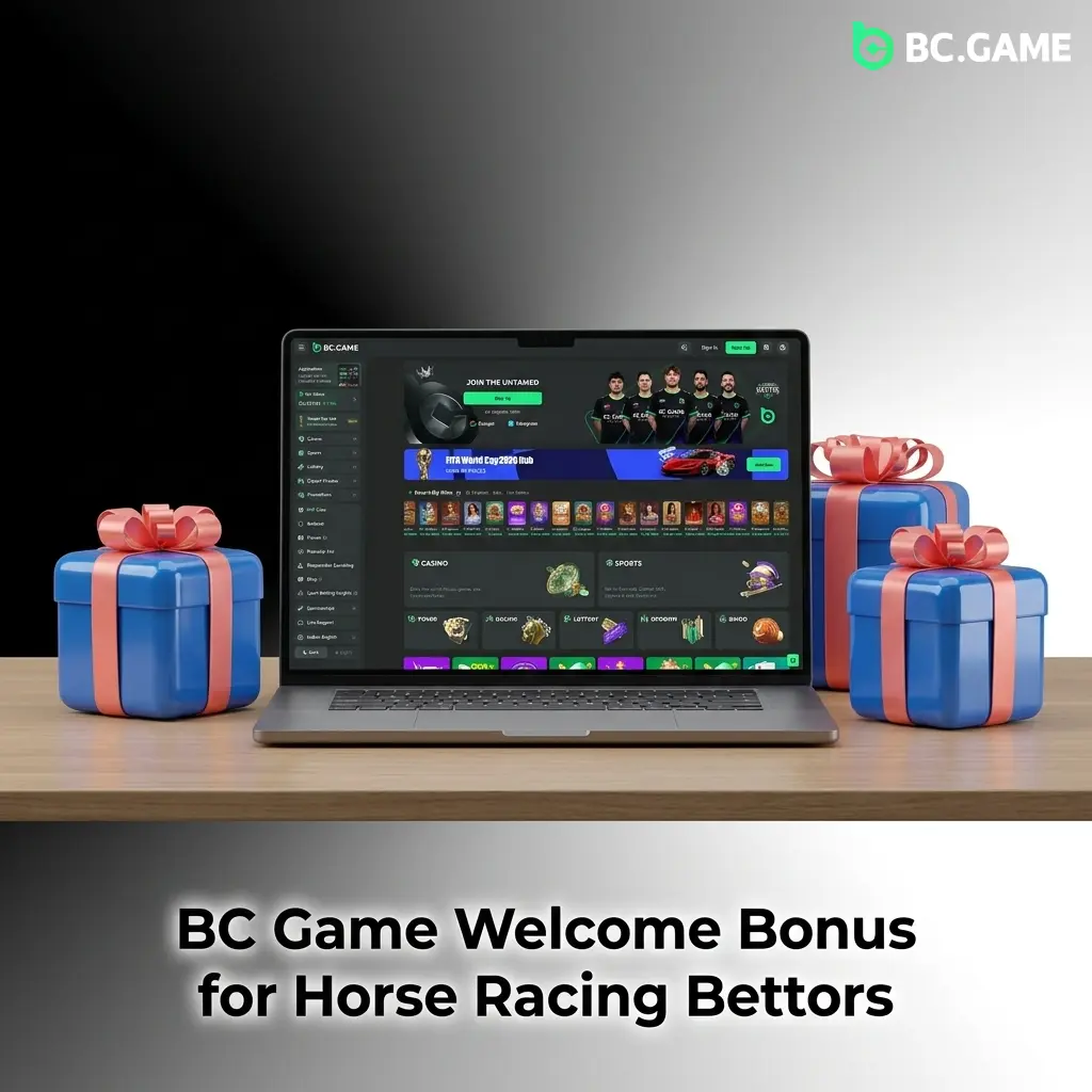 BC Game welcome bonus tiers showing 220% to 500% rakeback across four deposits for horse racing bettors