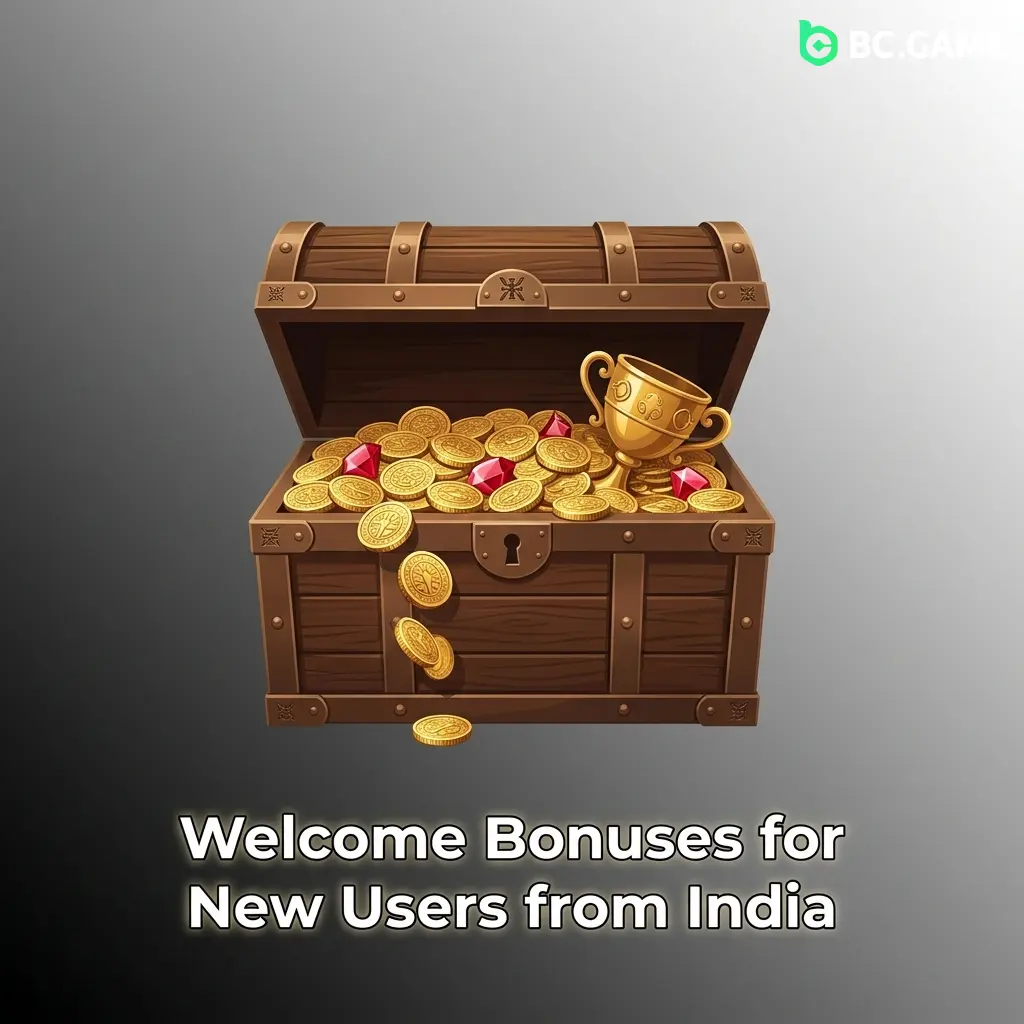 BC Game welcome bonus for new Indian users showing 4-deposit rakeback tiers up to 500% on casino play