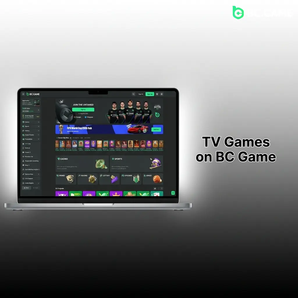 Live TV Games section on BC Game featuring wheel, lottery, card draw, and dice shows with live hosts and real-money betting