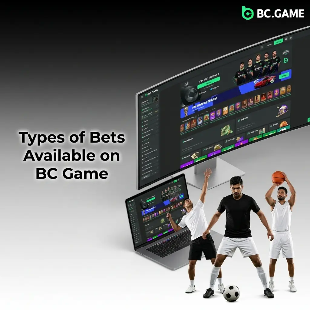 BC Game betting options showing Single, Parlay, and System bet types with odds and payout structures